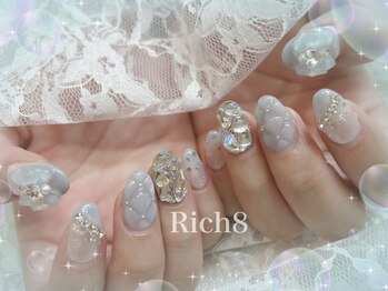 ネイルアンドまつげエクステ リッチエイト 原宿店(Rich8)/リボン×キルティングネイル