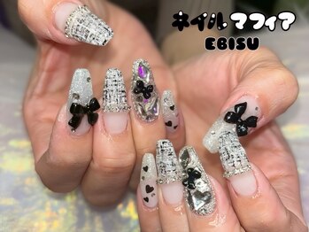 ネイルマフィア 恵比寿(NAIL MAFIA)/冬ネイル/ツイード/ガーリー