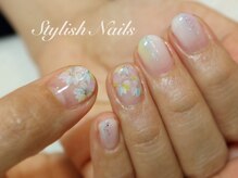 スタイリッシュネイルズ(Stylish Nails)/手描きフラワーフレンチネイル