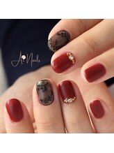 アイネイルズ(Ai nails)/ブラックシースルーネイル