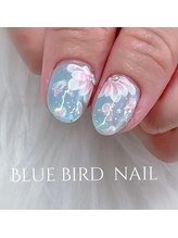 ブルーバードネイル(Blue bird nail)/手書きフラワー