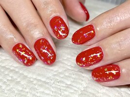 華やか赤×キラキラオーロラホロ