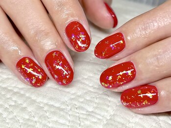 華やか赤×キラキラオーロラホロ