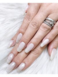 シアーホワイト×ミラーネイル