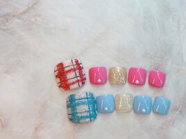 タータンチェック フットネイル