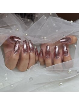 ワンカラーラメ&長さだしネイル