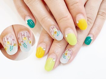 ネイルコレクション ピンク(Nail Collection Pink)/ジェル定額¥8990★カラフル花