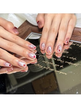 ポミ(POMI)/赤ハート×シルバーグリッター