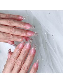 うる艶ピンク×ビジューフレンチ