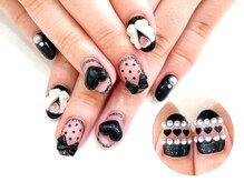 ネイルコレクション ピンク(Nail Collection Pink)/ジェル定額￥9990★３Ｄ黒リボン