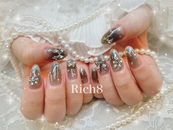 ネイルアンドまつげエクステ リッチエイト 原宿店(Rich8)/じゅわわ~ブラックリボンネイル