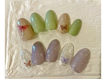 蝶々のシールでワンポイント!