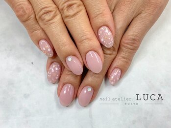 ネイルアトリエルカ(nail atelier LUCA)/L-57 桜色ホログラムネイル