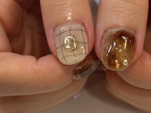 クルネ(QULNE)/チェックネイル/秋ネイル