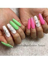 ネイルカレッジアンドサロン ナチュレ(nailcollege&salon NATURE)/ネオン　アシンメトリーネイル