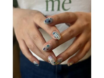 オマモリ ネイル 心斎橋店(omamori nail)/originalラメ×チークネイル