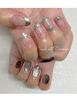 ネイルアート ジマー/マグネットとクリアニュアンス