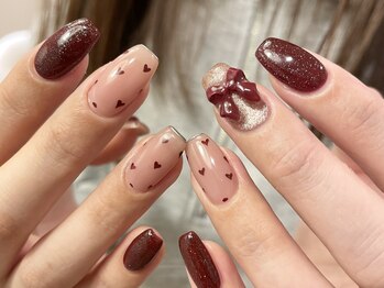 ジュイール ネイル 千葉店(Jouir nail)/ガーリーなリボンネイル