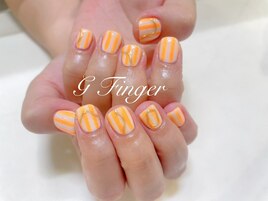POPなネオンオレンジストライプ