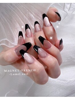 ルミール ネイル(Lumil nail)/マグネット×黒フレンチ
