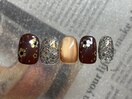 ブラウンお花ホロネイル