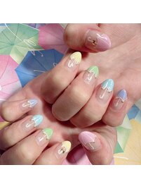 6月梅雨ネイルパラソルネイル