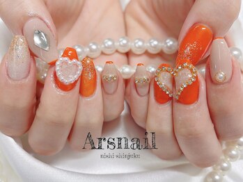 アルスネイル(Ars nail)/オレンジハートネイル