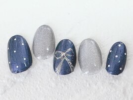 【リボン&ドットネイル】