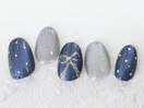 【リボン&ドットネイル】