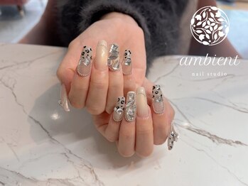 ネイルスタジオ アンビエント 表町店(Nail Studio ambient)/レオパードネイル×埋めつくし