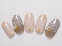 シックネイル(CHIC nail)/ベージュ ツイードネイル