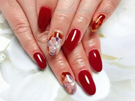 べっ甲＆お花ネイル