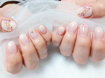 桜/大人可愛い ホワイト×フラワー