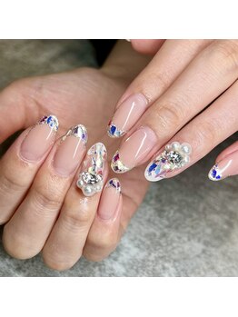 ダリア(Dahlia)/ガラスフレンチネイル