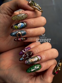 ネイルズラミー(Nail's RUMMY)の写真/【トレンドの絵画風や神秘的デザイン・概念ネイルが得意】お爪にお悩みの方も◎理想の指先を実現します♪