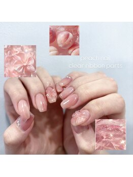 Nailsalon Mofume【ワンホン/パラジェル&フィルイン】/じゅわっと桃ネイル