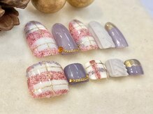 ネイルサロン 爪/モコモコチェックネイル