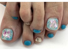 ディーネイル 四条烏丸(D-nail)/（岡田）タイダイ柄フットネイル