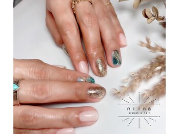 夏色大理石ネイル