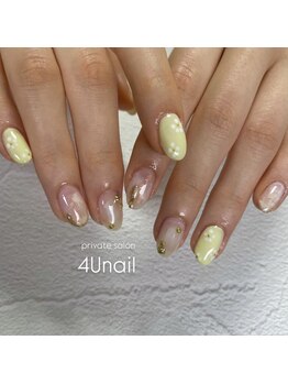 フォーユーネイル(4U nail)/ニュアンス イエロー フラワー