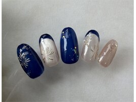 マグネットフレンチ＋花火ネイル