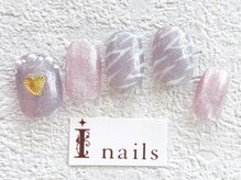 アイネイルズ 梅田店(I nails)/ゼブラ柄ハートパール￥9200