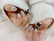 アルティノ ネイル ガーデン(altino nail garden)/推しネイル/モノトーン/くま