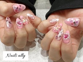 韓国ネイル×くま×囲み×ハート