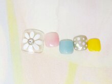 ネイルライフ(NailLife)/春フラワーパステルカラーフット
