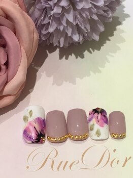 ツメトトノウ/ピンク×パープル手描きお花