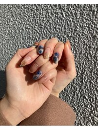 ブルーカラー☆大理石ネイル