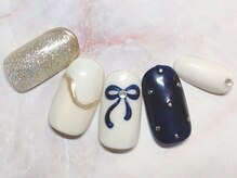 ミュゲットネイル(Muguet nail)/ぷっくりリボン