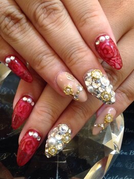 エスフィーネイルサロン ブリーユ(Esfy nailsalon Brille)/☆秋カラー薔薇スカルプ☆