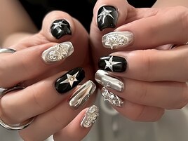 ロック系シルバーラメ×ミラー